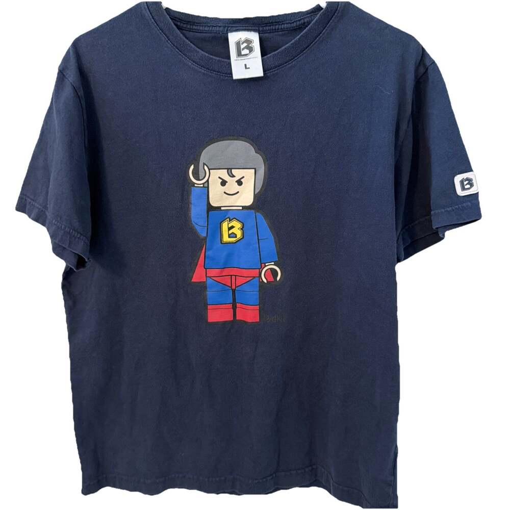 BANC Lego Superman T-Shirt Large Blue Korean Streetwear Parody DC Comics